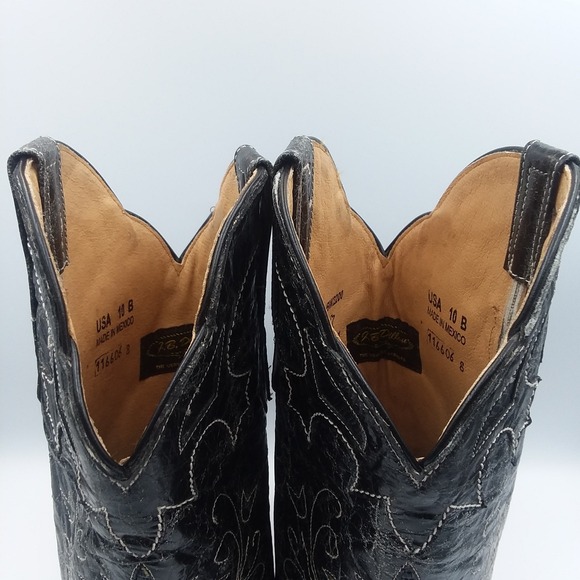 JB Dillon Women's Cowboy Boots Black Goat Leather Sz 10B Western Distressed EUC - Picture 5 of 16